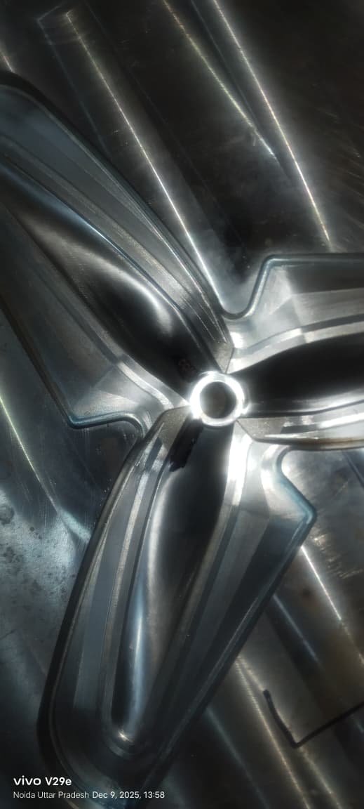 Mold cavity detail with blade impression